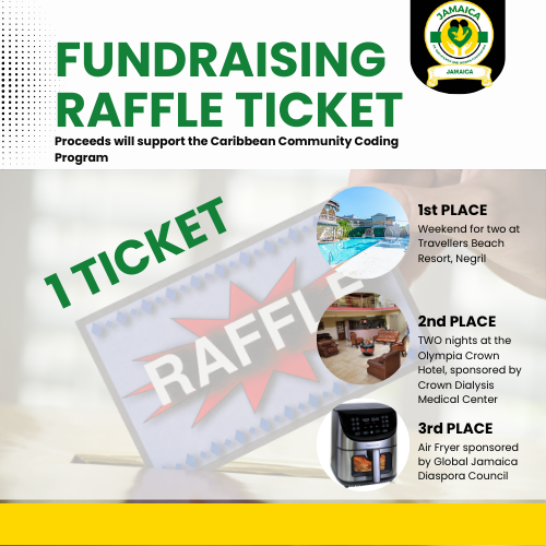 Fund Raing Raffle Ticket - 1 Ticket: 10 USD / 1500 JMD