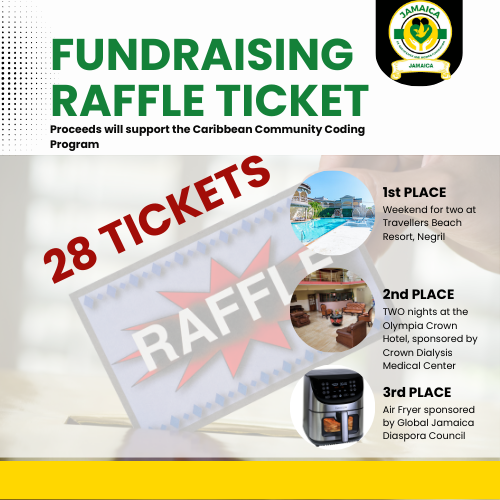 Fund Raing Raffle Ticket - 28 tickets: 200 USD / 30,000 JMD