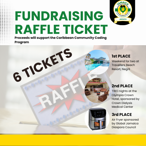Fund Raing Raffle Ticket - 6 tickets: 50 USD / 7500 JMD